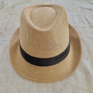 Classic Burlap Fedora Black Hat Band